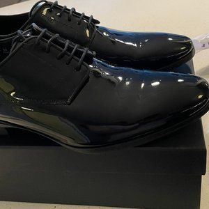 Size 12D New Black Patent Leather Derby Shoes
